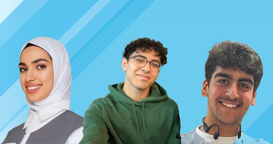 From left to right: Shaikhah Mohammed, Abdullah Al Ali, and Mohamed Dashti