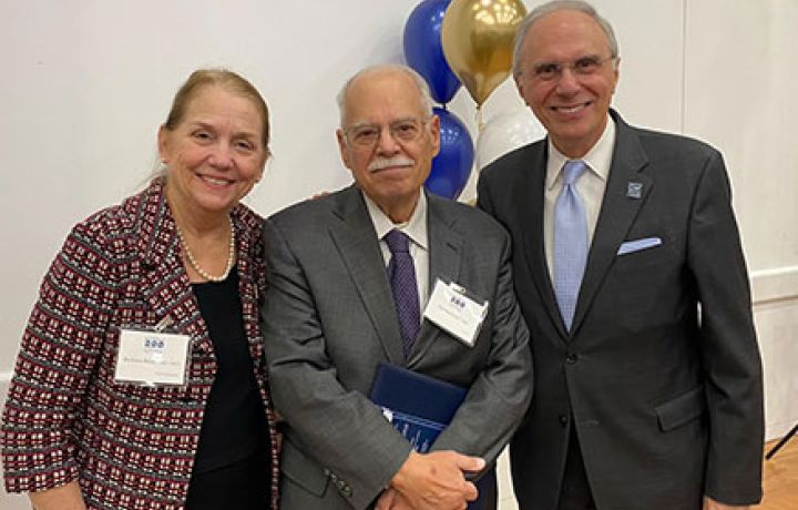 Dean Barbara Bass, Dr. Stanley Knoll, and Dr. Anton Sidawy
